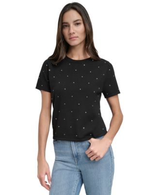 DKNY Jeans - Women's Studded Short-Sleeve T-Shirt