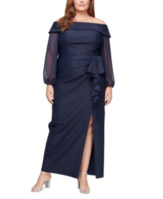 Alex Evenings - Plus Size Off-The-Shoulder Ruffle Gown