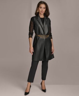 Donna Karan New York - Women's Faux-Leather Belted Vest