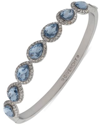 Givenchy - Silver-Tone Stone & Crystal Pear Halo Bangle Bracelet