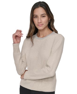 DKNY Jeans - Petite Embellished Trim Knit Top