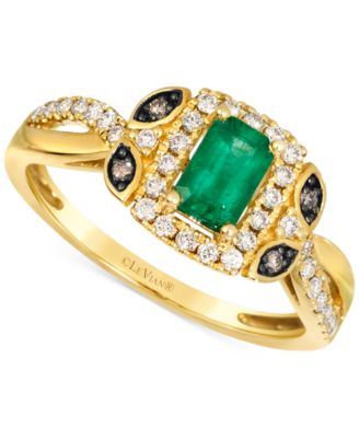 Le Vian - Emerald (1/3 ct. t.w.), Nude Diamond (1/4 ct. t.w.) & Chocolate Diamond Accent Ring in 14k Honey Gold