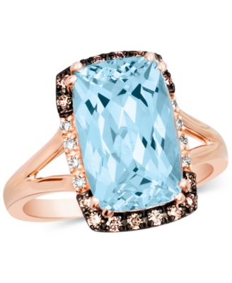 Le Vian - Sky Blue Topaz (6-3/8 ct. t.w.) & Diamond (1/4 ct. t.w.) Rectangle Halo Ring in 14k Rose Gold