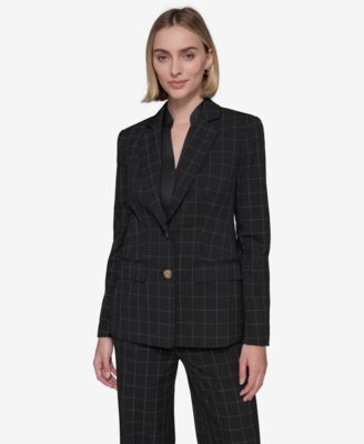 KARL LAGERFELD PARIS - Women's Windowpane Two-Button Blazer
