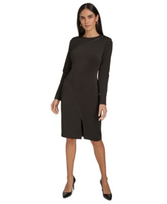 Calvin Klein - Women's Exposed-Zipper Scuba Sheath Dress