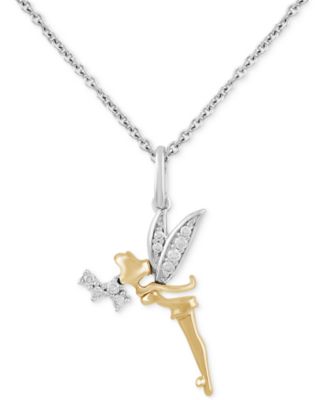 Disney Enchanted Vault - Diamond Tinker Bell 18" Pendant Necklace (1/10 ct. t.w.) in Sterling Silver & 14k Gold
