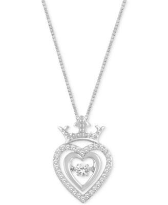 Disney Enchanted Vault - Diamond Cinderella Crown Heart 18" Pendant Necklace (1/5 ct. t.w.) in Sterling Silver