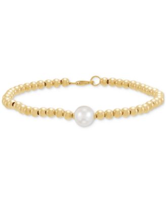 Macy's - Cultured Freshwater Pearl (8-8.5mm) & Bead Bracelet in 14k Yellow Gold