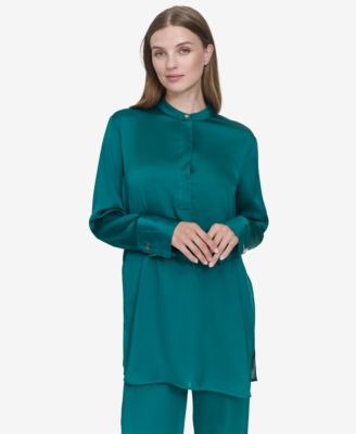 Halston - Women's Band-Collar Blouse