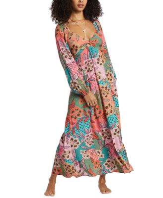 Billabong - Juniors' Floral-Print Keyhole Cutout Maxi Dress