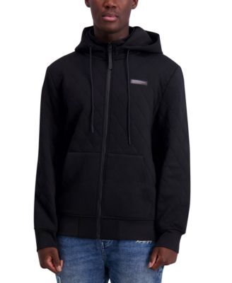 KARL LAGERFELD PARIS - Men's Slim Fit Quilted Zip-Front Long Sleeve Hoodie