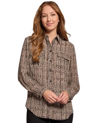 Jones New York - Women's Printed Slim-Fit Utility Blouse