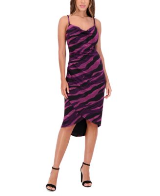 Siena - Women's Wavy-Print Tulip-Hem Bodycon Dress