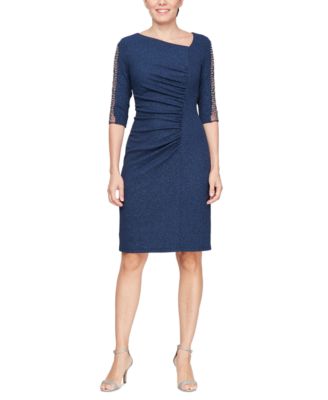 SL Fashions - Women's Metallic Ruched Sheath Dress