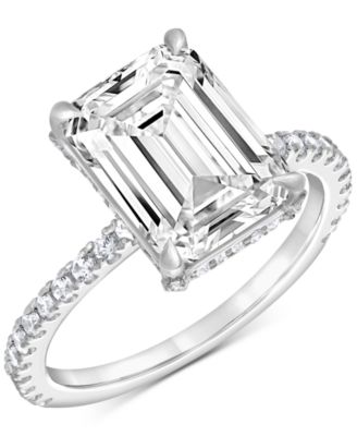 Badgley Mischka - Certified Lab Grown Diamond Solitaire Plus Emerald-Cut Engagement Ring (5-1/2 ct. t.w.) in 14k White Gold