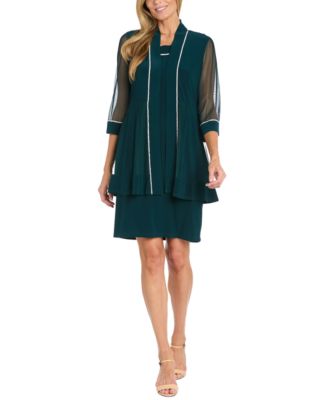 R & M Richards - Women's 2Pc. Rhinestone-Trim Sheath Dress & Open-Front Jacket