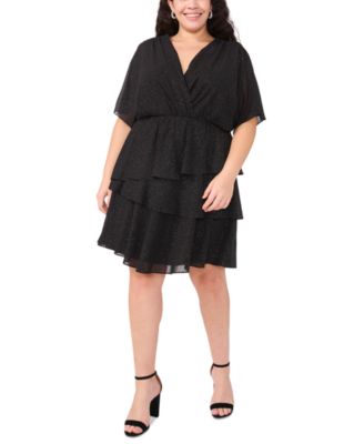 MSK - Plus Size Glitter Chiffon Fit & Flare Dress