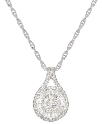 Macy's - Diamond Baguette Cluster Pendant Necklace (1/2 ct. t.w.)