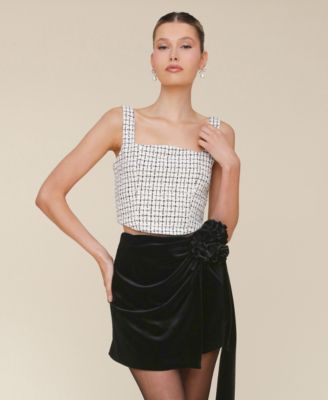 Avec Les Filles - Women's Tweed Corset Sleeveless Top