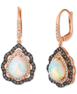 Le Vian - Neopolitan Opal (2-1/2 ct. t.w.), Nude Diamond (1/3 ct. t.w.) & Chocolate Diamond (1/2 ct. t.w.) Earrings in 14k Strawberry Gold