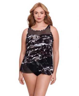 Miraclesuit - Plus Size Tempest Mirage Underwire Drape-Front Tankini Top