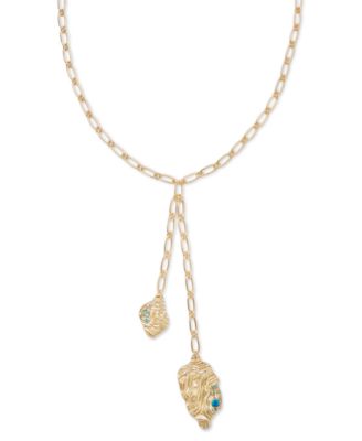I.N.C. International Concepts - Gold-Tone Color Crystal Shell Lariat Necklace, 18" + 3" extender