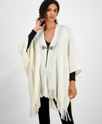 Style & Co - Solid Ribbed Toggle Topper