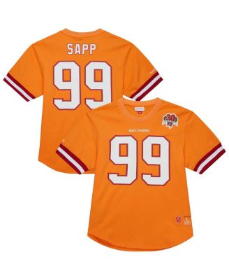 Mitchell & Ness - Men's Warren Sapp Orange Tampa Bay Buccaneers Retired Player Name Number Mesh T-shirt