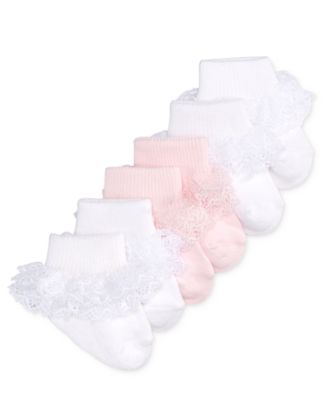 First Impressions - Baby Girls' 3-Pack Lace Anklet Socks,