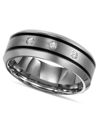 Triton - Tungsten Ring, Diamond Wedding Band (1/10 ct. t.w.)