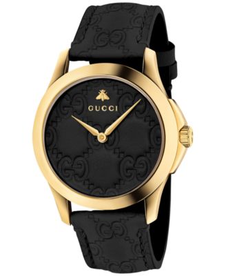 Gucci - Unisex Swiss G-Timeless Black Leather Strap Watch 38mm