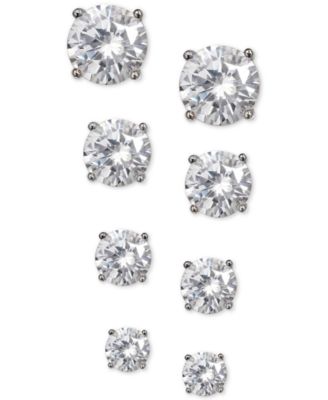 Giani Bernini - 4-Pc. Set Cubic Zirconia Stud Earrings in Sterling Silver