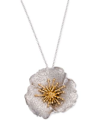 Giani Bernini - Two-Tone Hibiscus Pendant Necklace