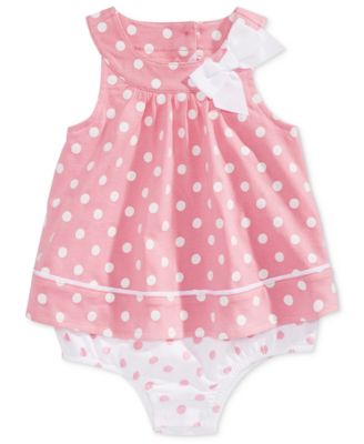 First Impressions - Baby Girls Dot-Print Cotton Sunsuit
