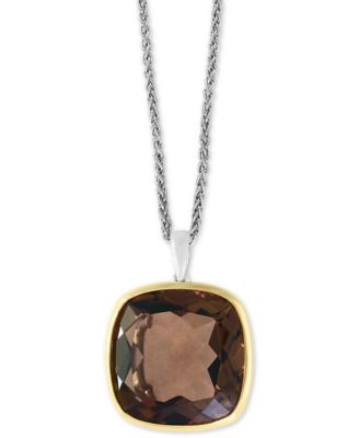 EFFY Collection - Smoky Quartz 18" Pendant Necklace (20 ct. t.w.) in Sterling Silver & 18k Gold