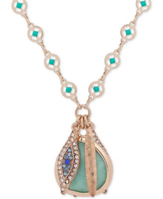 lonna & lilly - Gold-Tone Stone & Evil Eye Charm Pendant Necklace, 32" + 3" extender