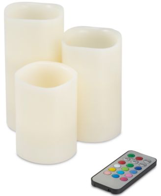 Trademark Global - 4-Pc. Color Changing Flameless LED Candles Set & Remote Control