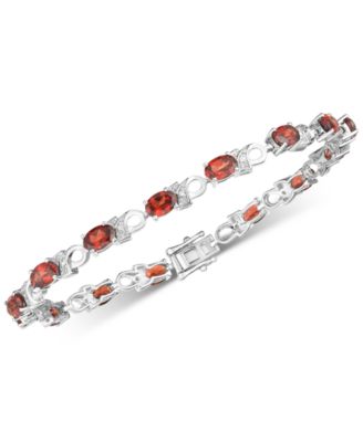 Macy's - Peridot (6 ct. t.w.) & Diamond Accent Link Bracelet in Sterling Silver