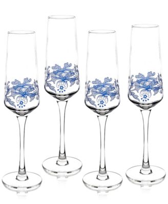 Spode - Blue Italian Champagne Flutes, Set of 4
