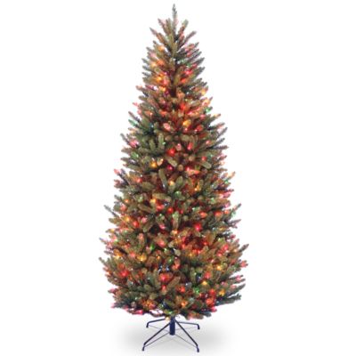 National Tree Company - 7 .5' Fraser Slim Fir Hinged Tree with 600 Multi Lights