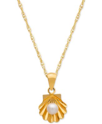 Disney - Mother-of-Pearl Bead Shell 15" Pendant Necklace in 14k Gold
