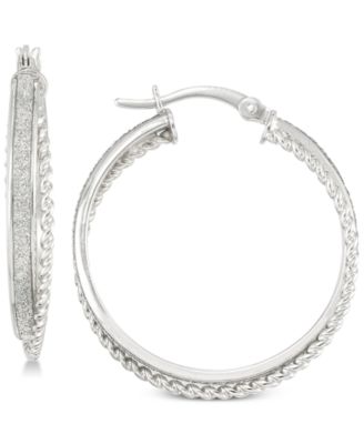 Simone I. Smith - Glitter Twist Hoop Earrings in Sterling Silver