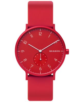 Skagen - Unisex Aaren Aluminum Silicone Strap Watch 41mm  Created for Macy's