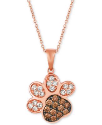 Le Vian - Nude™ & Chocolate&reg; Diamond Paw Print 20" Pendant Necklace (3/4 ct. t.w.) in 14k Rose Gold