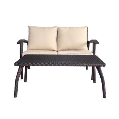 Noble House - Honolulu Outdoor 2pc Wicker Seating Set, Quick Ship