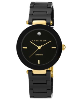 Anne Klein - Watch, Women's Diamond Accent Black Ceramic Bracelet 33mm AK-1018BKBK