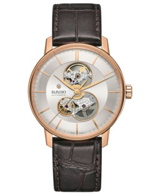 Rado - Men's Swiss Automatic Centrix Brown Leather Strap Watch 41mm