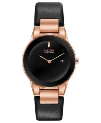 Citizen - Women's Axiom Black Leather Strap Watch 30mm