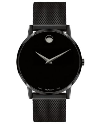 Movado - Men's Swiss Museum Black PVD Mesh Bracelet Watch 40mm