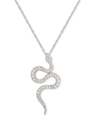 Macy's - Cubic Zirconia Snake 16" Pendant Necklace in Sterling Silver